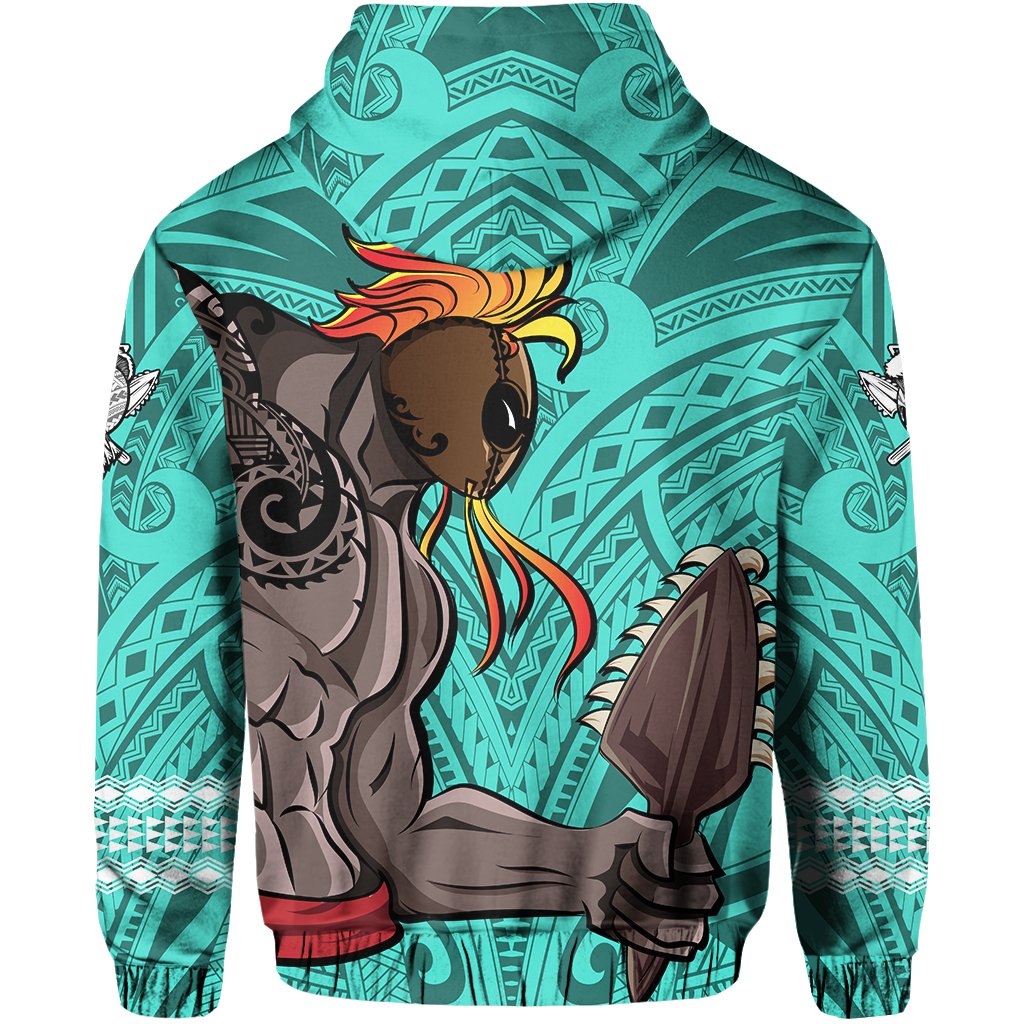 Polynesian Islands Warrior Kakau Hawaii Hoodie Turquoise - Polynesian Pride