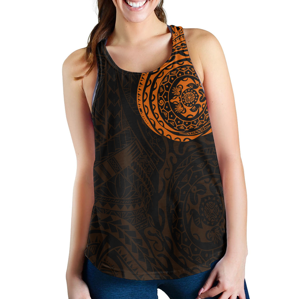 Polynesian Women Racerback Tank - Polynesian Tattoo Style Version 2 Orange - Polynesian Pride