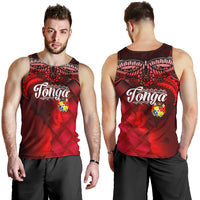 Tonga Polynesian Men Tank Top - Tonga Coat Of Arms With Lauhala Tribal Pattern - Polynesian Pride