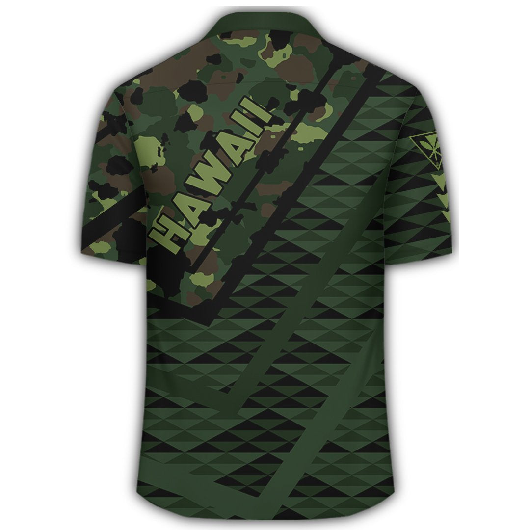 Hawaii Army Niho Mano Hawaiian Shirt - Camo Map - AH - Polynesian Pride