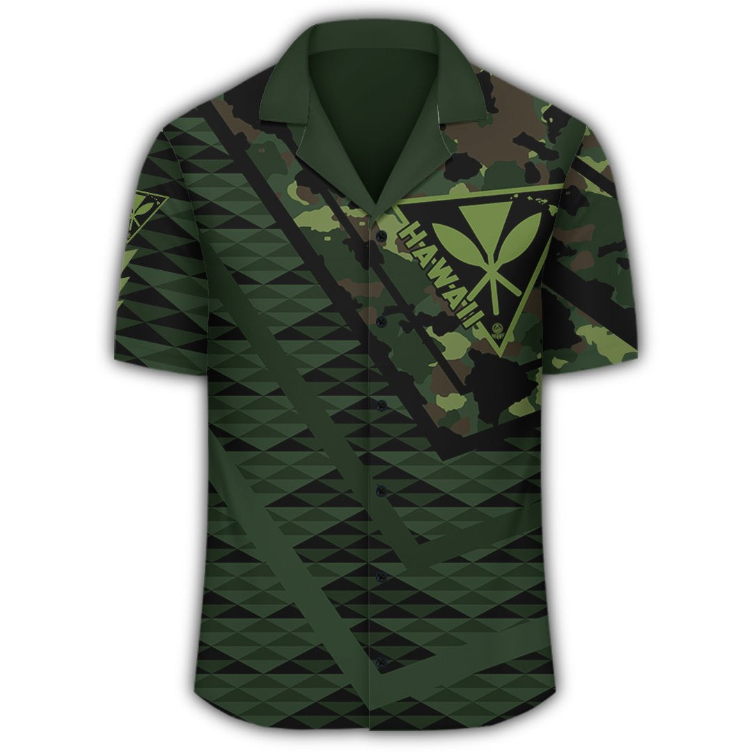 Hawaii Army Niho Mano Hawaiian Shirt - Camo Map - AH - Polynesian Pride