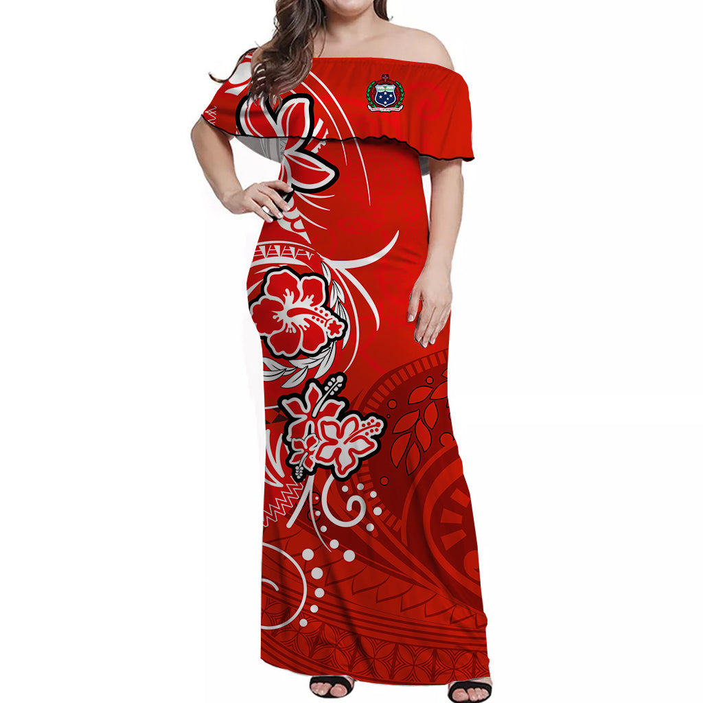 Samoa Off Shoulder Long Dress Be Unique Red LT13 Women Red - Polynesian Pride