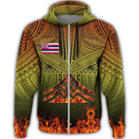Hawaiian Polynesian Mauna Kea Fire Zipper Hoodie Burn Style - Polynesian Pride