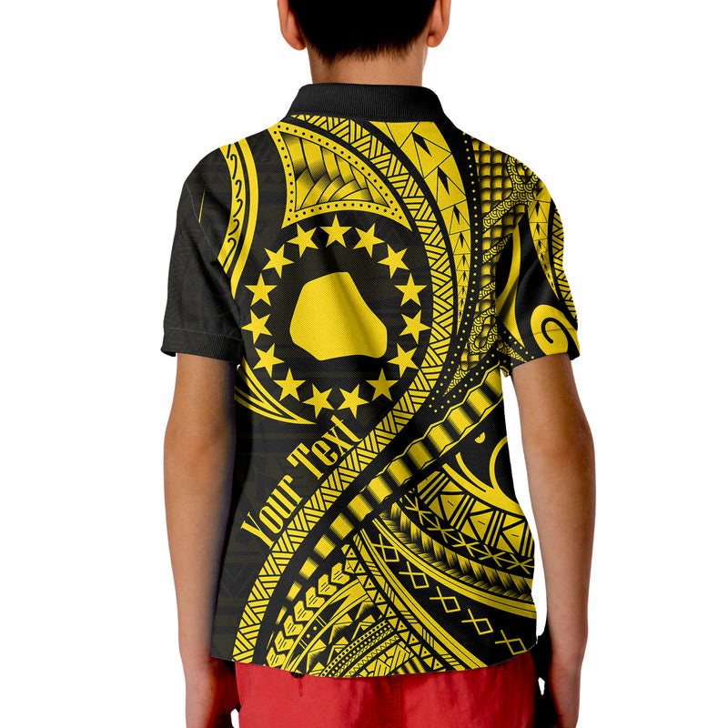 Custom Mangaia Cook Islands Polo Shirt Gold Polynesian Wave Style LT9 - Polynesian Pride