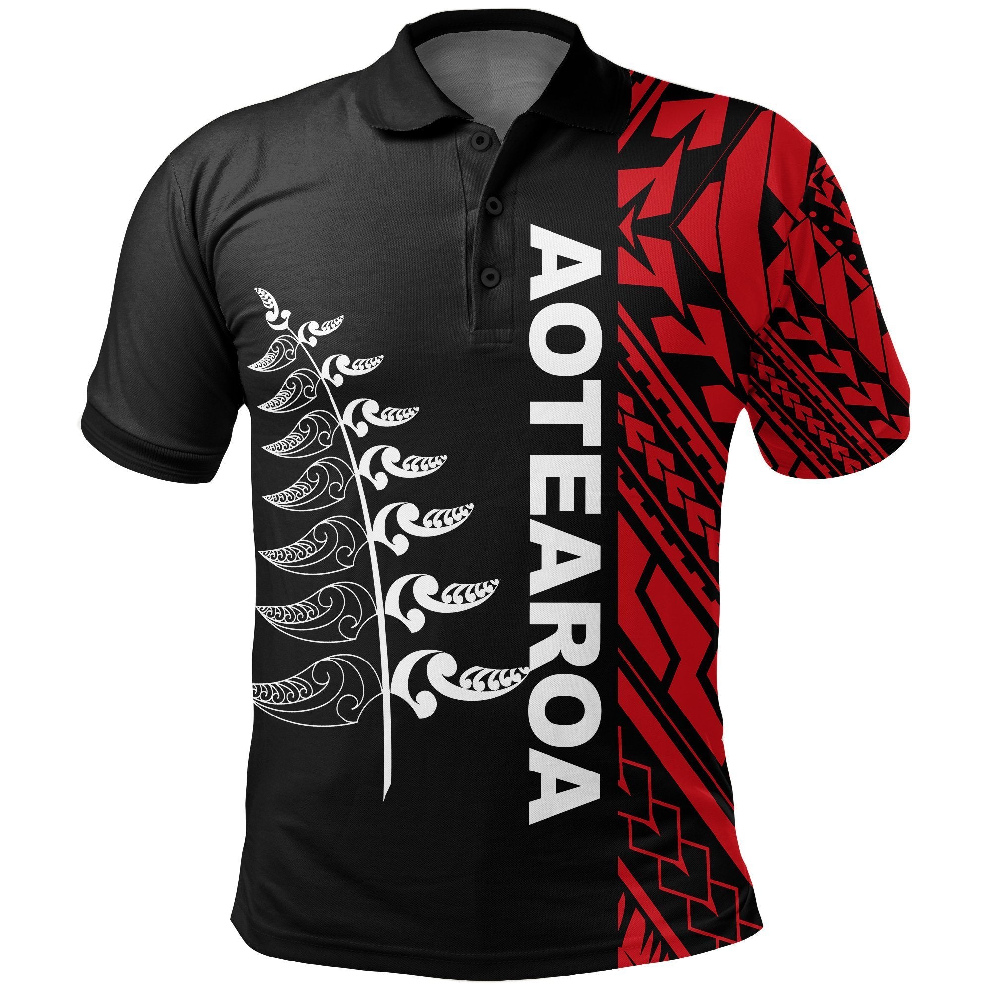 Aotearoa Maori Polo Shirt, New Zealand Fern Golf Shirts Unisex Black - Polynesian Pride