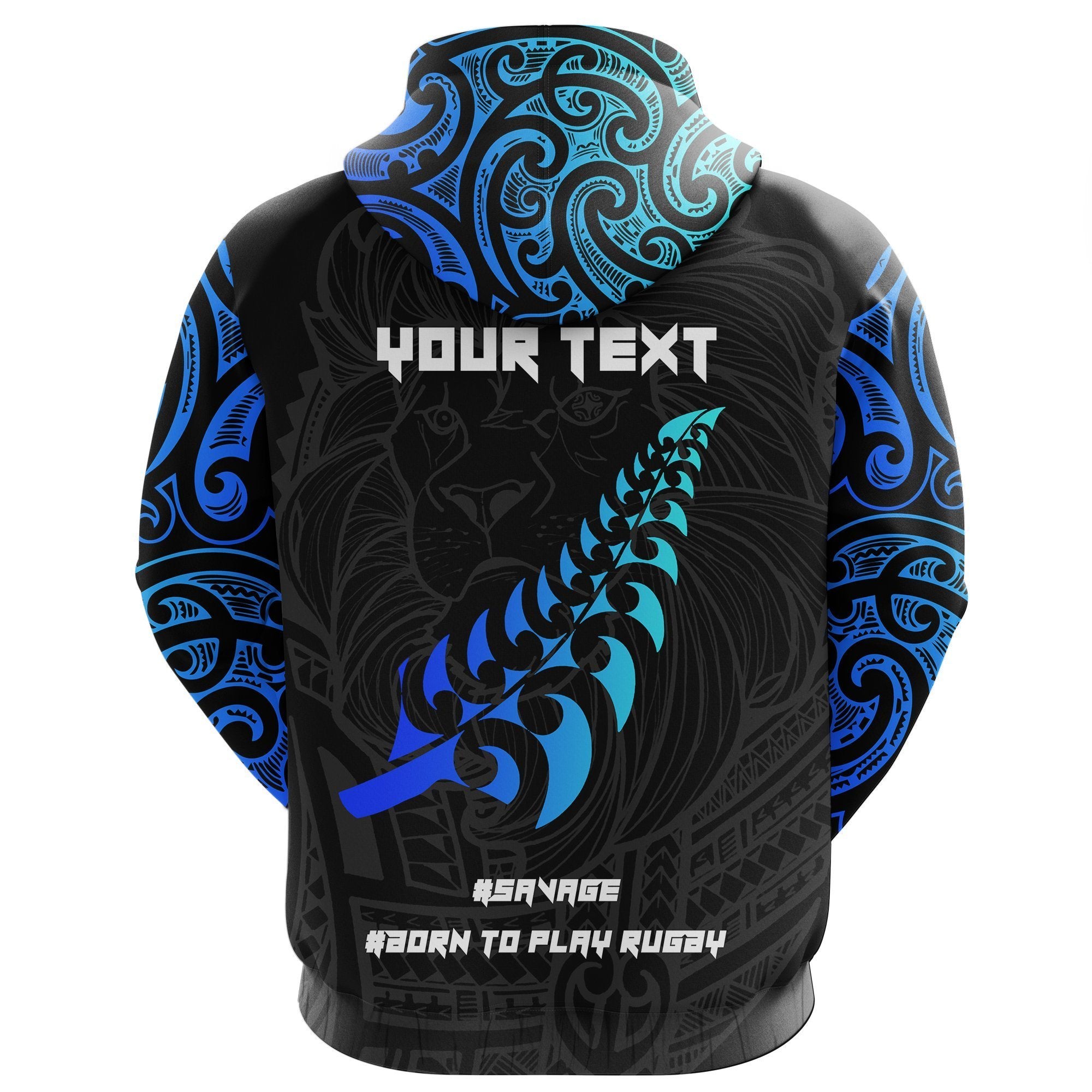New Zealand Maori Rugby Lion Zip Hoodie Customized Unisex Black - Polynesian Pride