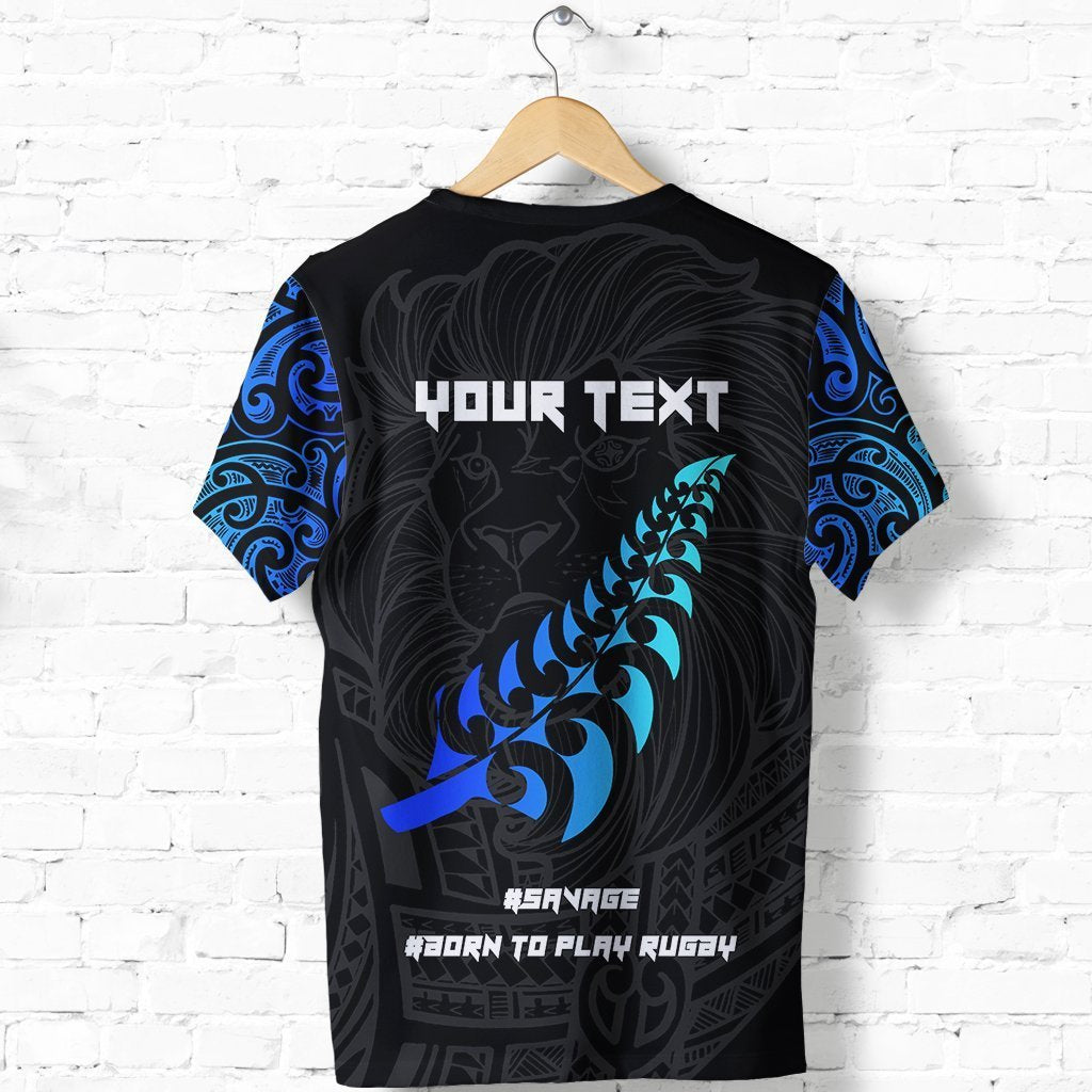 New Zealand Maori Rugby Lion T Shirt Customized Unisex Black - Polynesian Pride