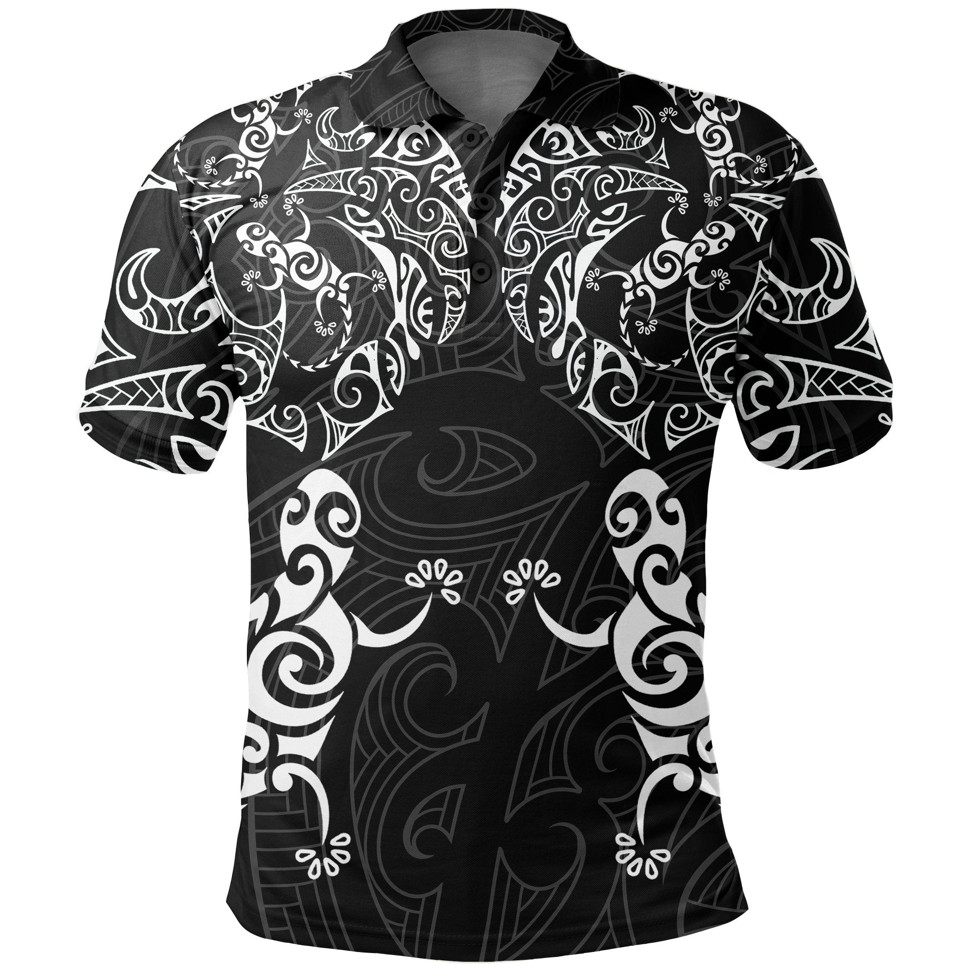 New Zealand Maori Polo Shirt, Tribal Lizard Tattoo Pullover Golf Shirts Unisex Black - Polynesian Pride