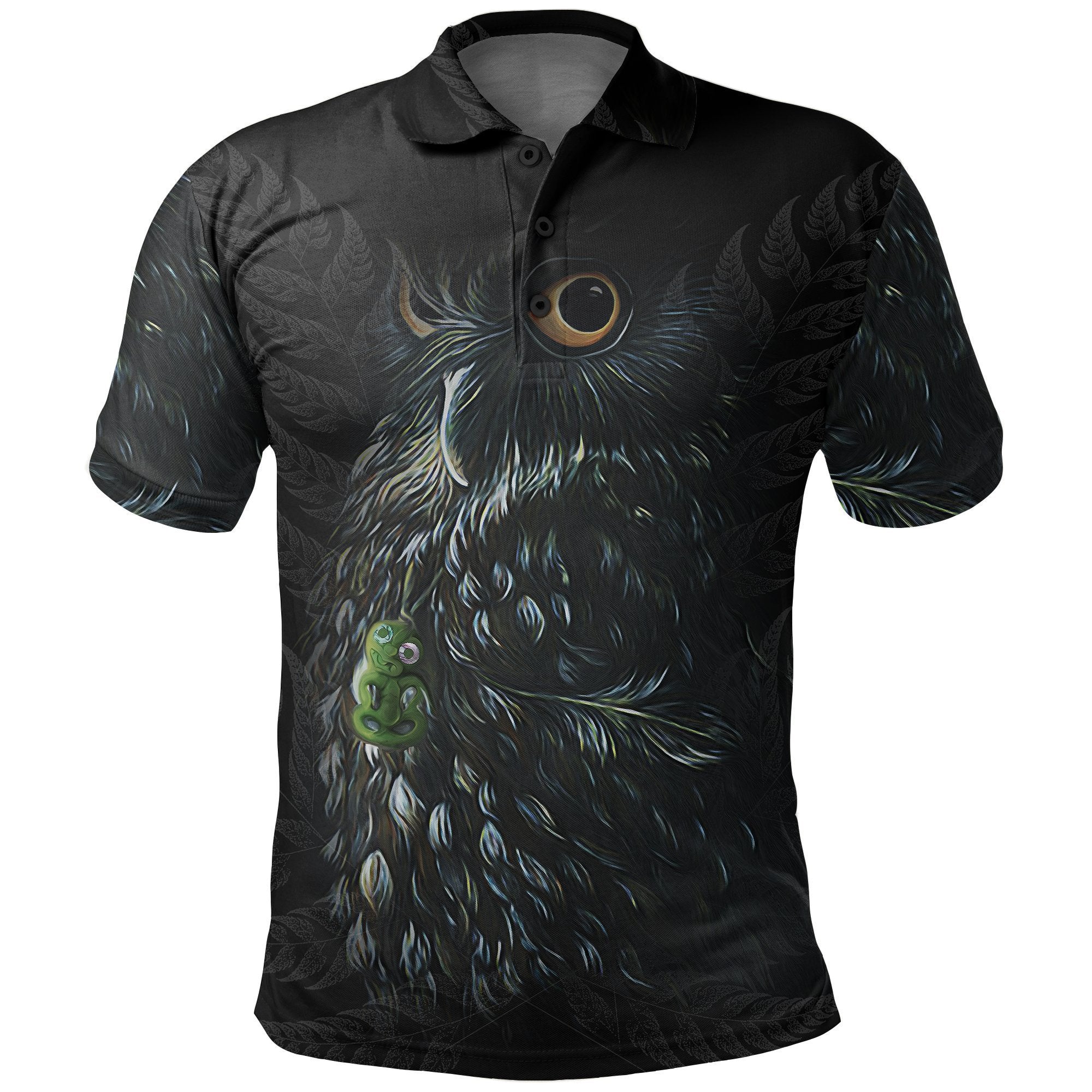 Morepork New Zealand Polo Shirt, Maori Morepork Golf Shirts Unisex Black - Polynesian Pride