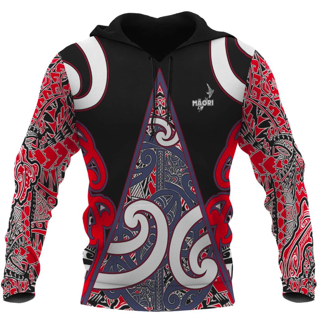Maori Rugby Hoodie Mangu Unisex Black - Polynesian Pride