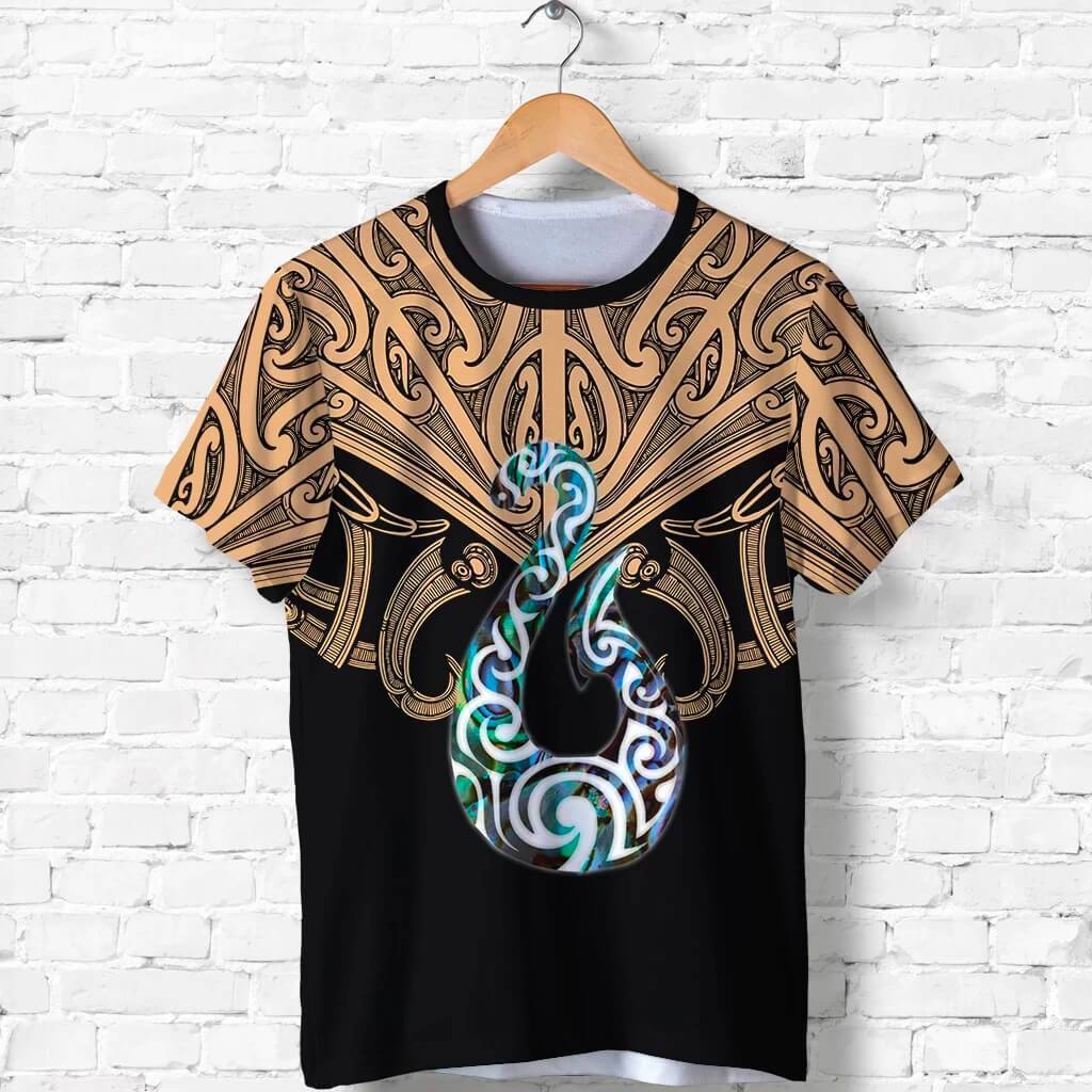 Maori Tattoo Shirt, Hei Matau Paua Dirt T Shirt Unisex Black - Polynesian Pride