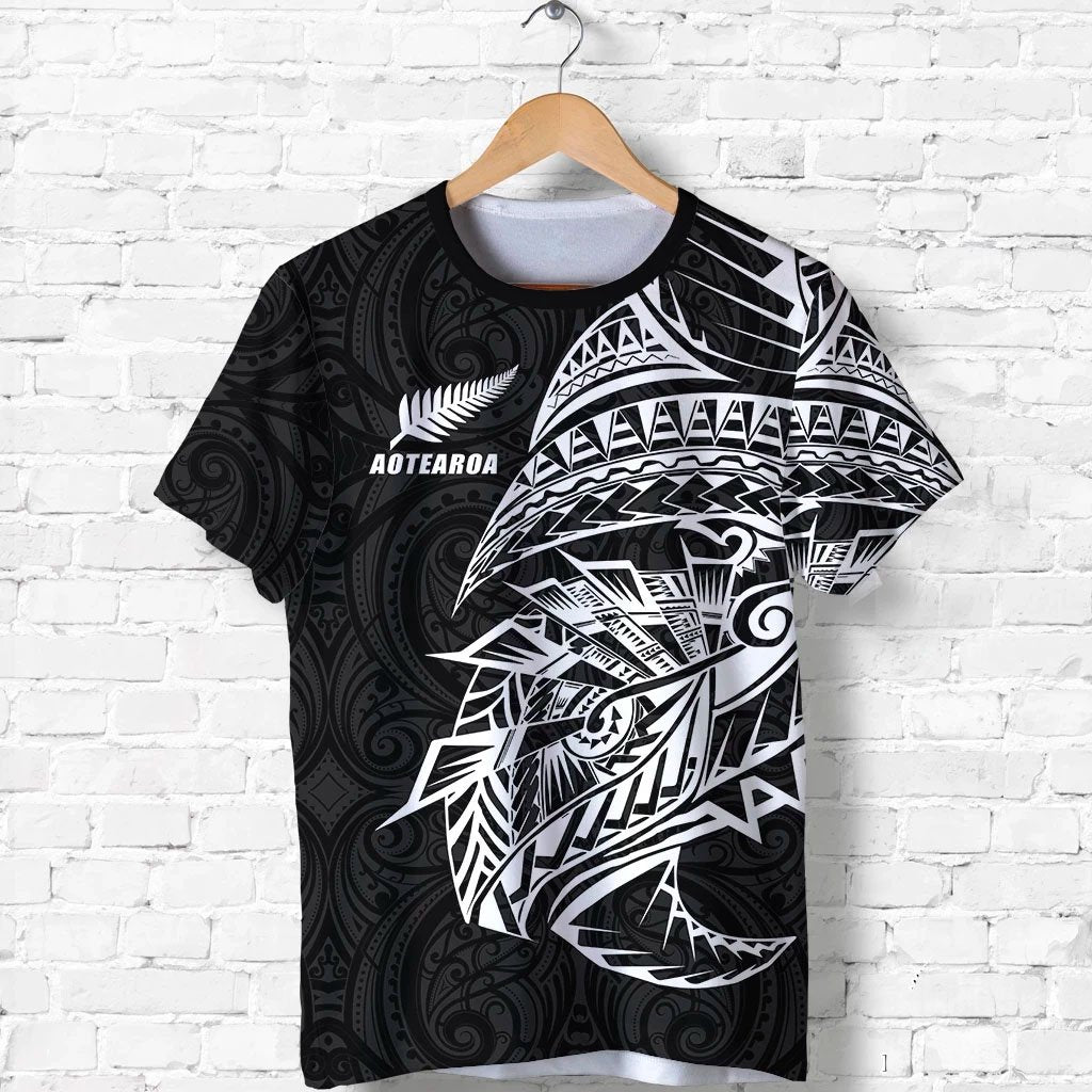 New Zealand Shirt, Maori Tattoo T Shirt Polynesian Style Black Unisex Black - Polynesian Pride