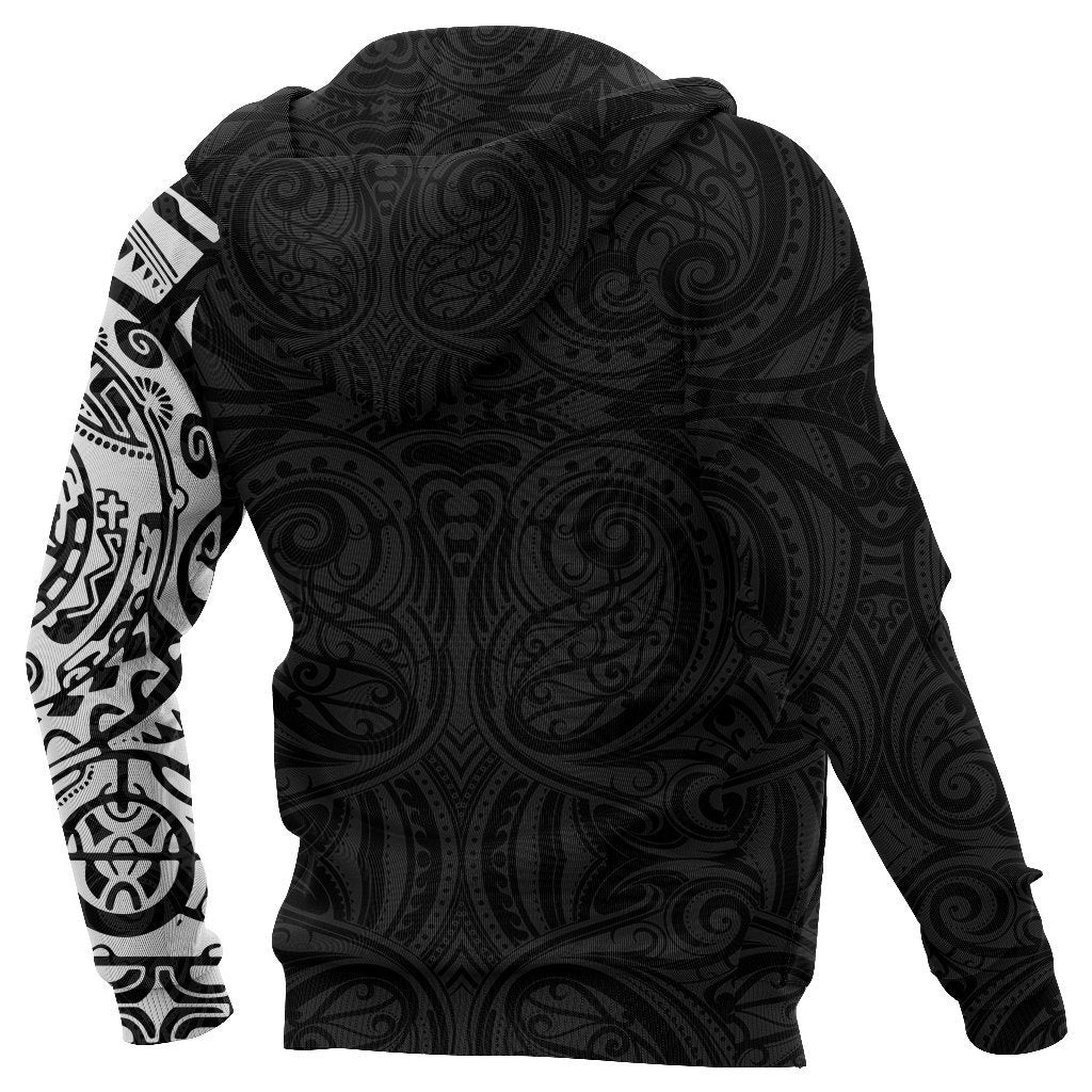New Zealand Maori Hoodie, Maori Warrior Tattoo Pullover Hoodie White - Polynesian Pride
