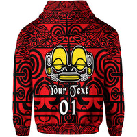 Custom Marquesas Islands Zip Hoodie Marquesan Tattoo Simple Style Red LT8 - Polynesian Pride