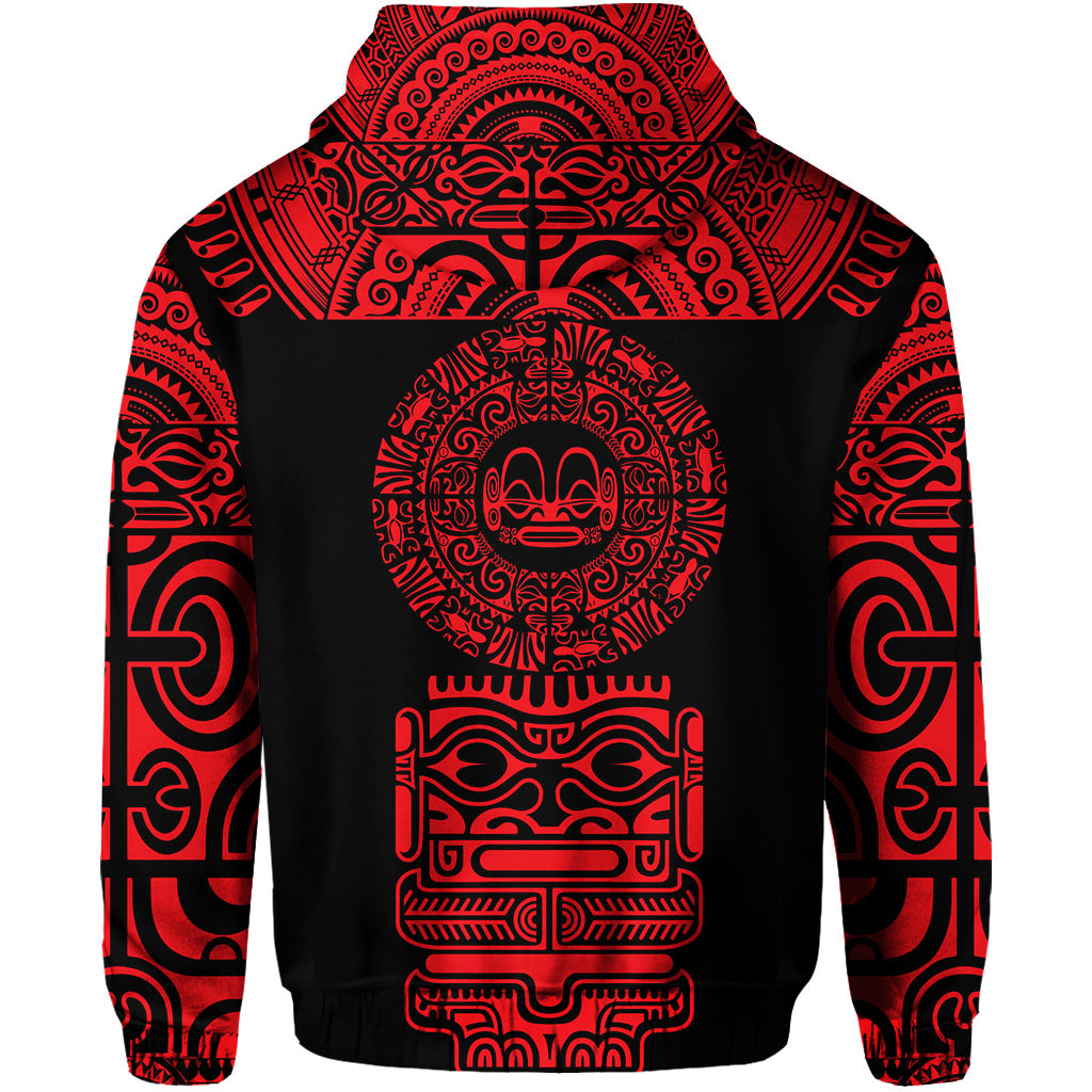 Marquesas Islands Zip Hoodie Marquesan Tattoo Simplified Version Red LT8 - Polynesian Pride