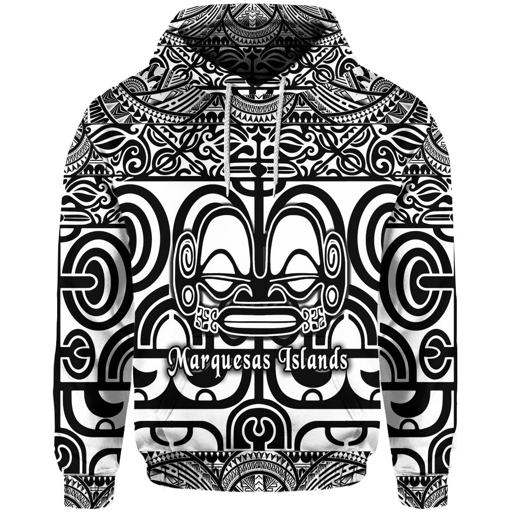 Custom Marquesas Islands Hoodie Marquesan Tattoo Simple Style Black LT8 - Polynesian Pride