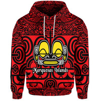 Custom Marquesas Islands Hoodie Marquesan Tattoo Simple Style Red LT8 - Polynesian Pride
