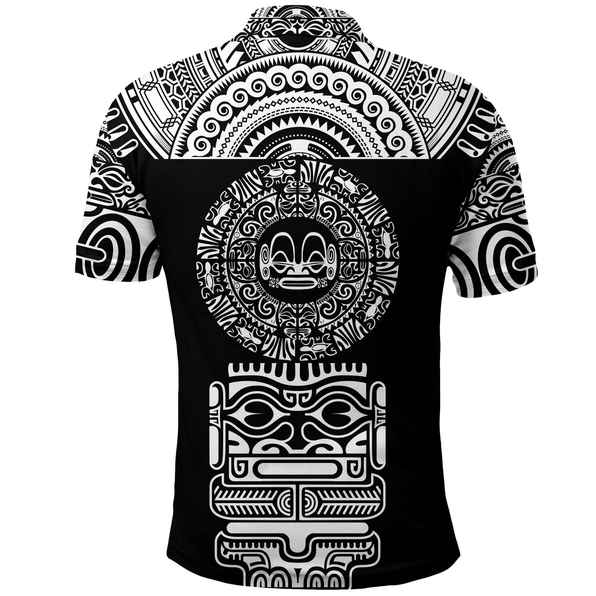 Marquesas Islands Polo Shirt Marquesan Tattoo Simplified Version Black LT8 - Polynesian Pride