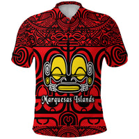Marquesas Islands Polo Shirt Marquesan Tattoo Simple Style Red LT8 - Polynesian Pride