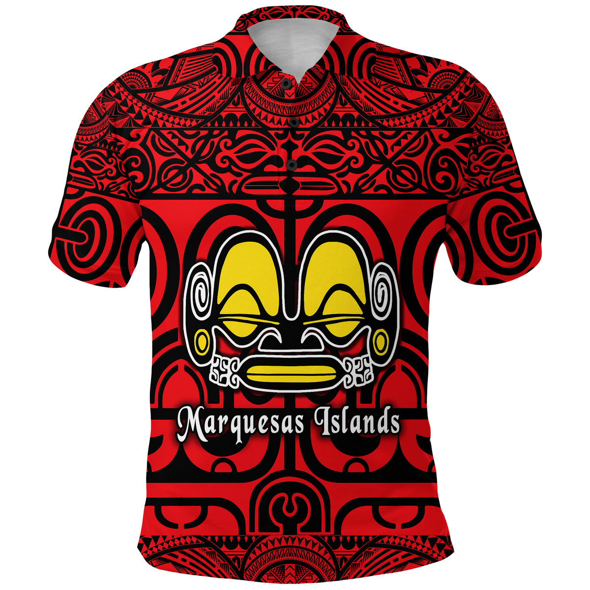 Custom Marquesas Islands Polo Shirt Marquesan Tattoo Simple Style Red LT8 - Polynesian Pride