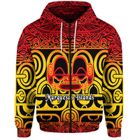 Custom Marquesas Islands Zip Hoodie Marquesan Tattoo Simple Style Gradient Red LT8 - Polynesian Pride
