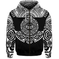 Marquesas Islands Zip Hoodie Marquesan Tattoo Simplified Version Black LT8 - Polynesian Pride