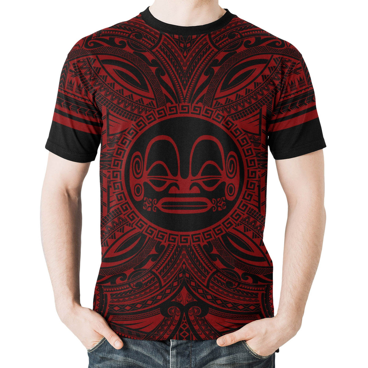 Marquesas Islands All T Shirt Marquesas Islands Coat Of Arms Polynesian Red Black - Polynesian Pride