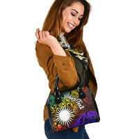 Marshall Islands Custom Personalised Shoulder Handbag - Rainbow Polynesian Pattern - Polynesian Pride