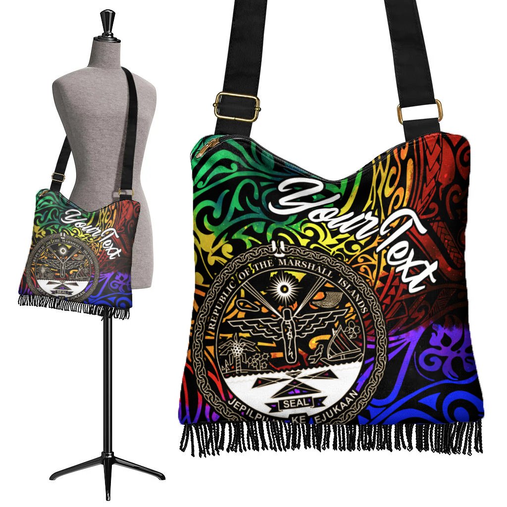 Marshall Islands Custom Personalised Boho Handbag - Rainbow Polynesian Pattern Crest - Polynesian Pride