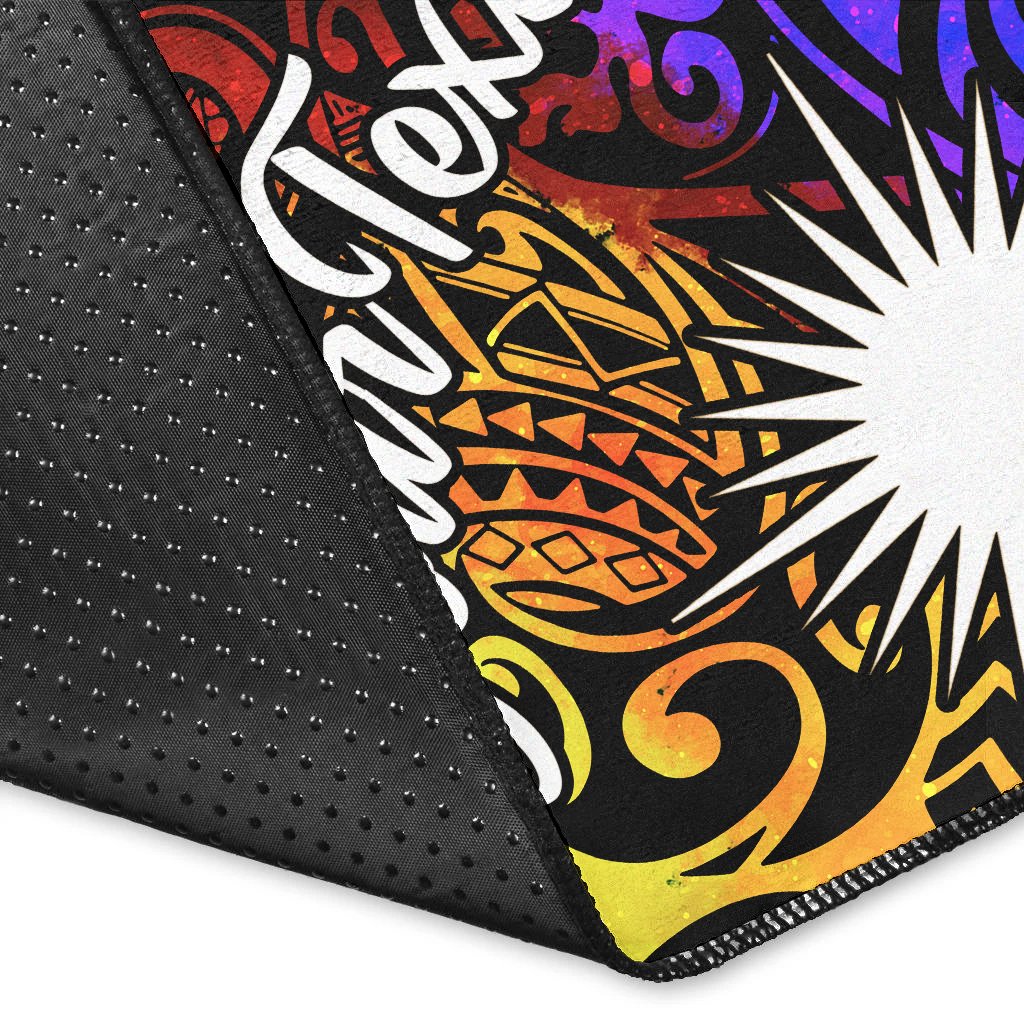 Marshall Islands Custom Personalised Area Rug - Rainbow Polynesian Pattern - Polynesian Pride