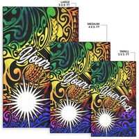 Marshall Islands Custom Personalised Area Rug - Rainbow Polynesian Pattern - Polynesian Pride