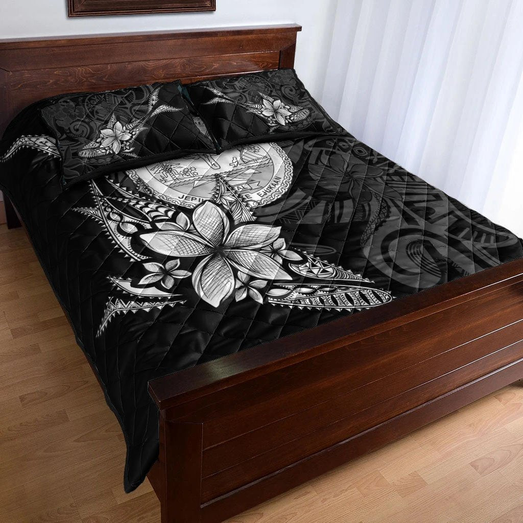 Marshall Islands Quilt Bed Set - Fish With Plumeria Flowers Style - Polynesian Pride