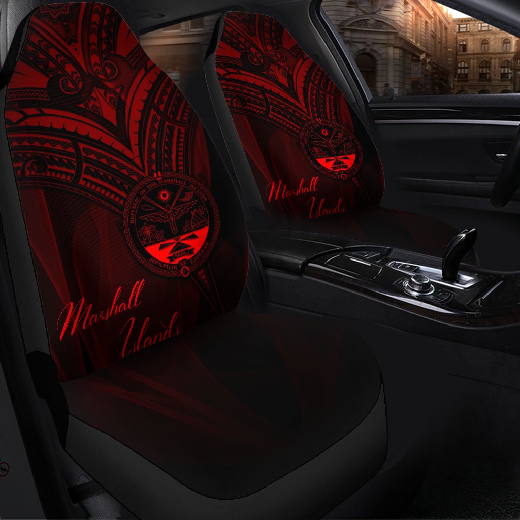 Marshall Islands Car Seat Cover - Red Color Cross Style Universal Fit Black - Polynesian Pride