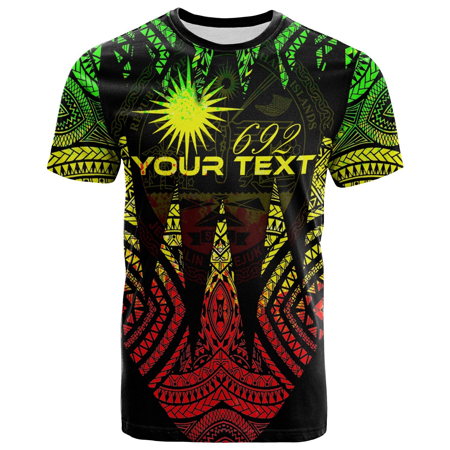 Marshall Islands Custom Personalized T Shirt Micronesian Teeth Shark Style Reggae Unisex Black - Polynesian Pride