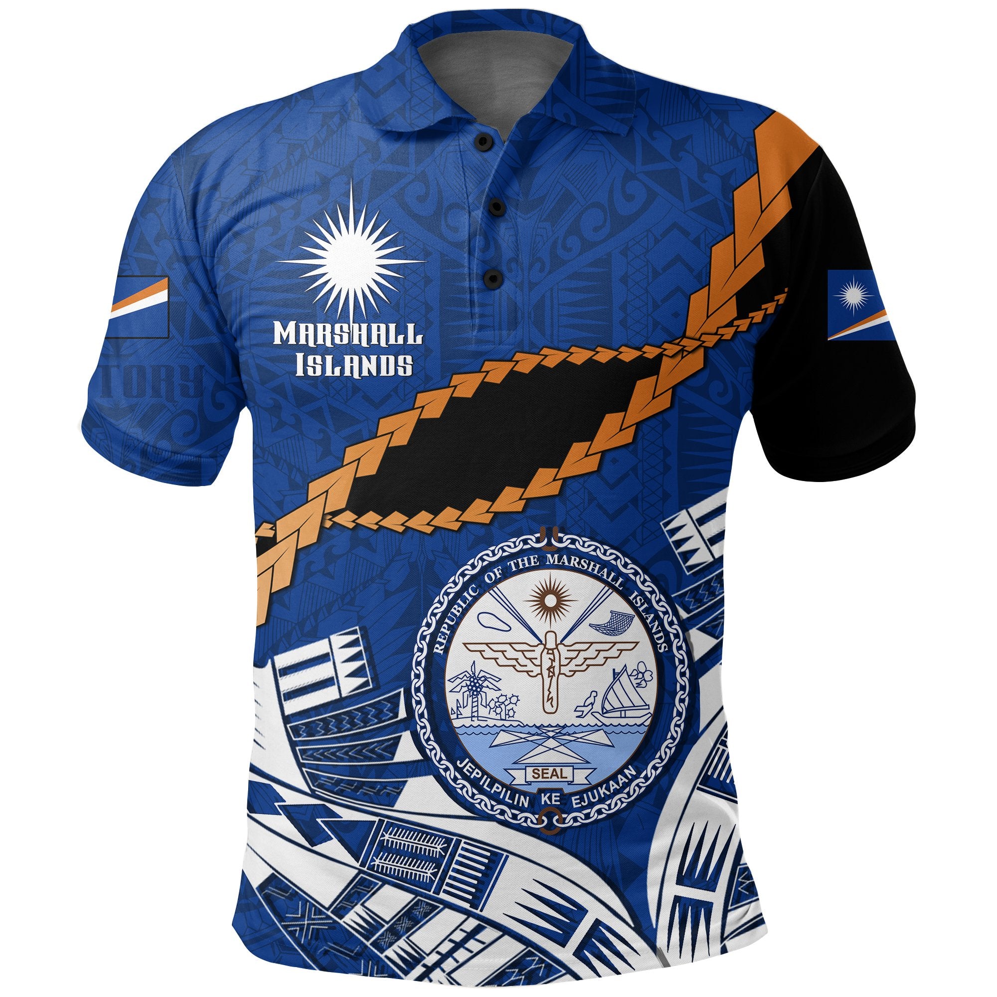 Marshall Islands Victory Rugby Polo Shirt Unisex Blue - Polynesian Pride