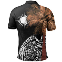 Marshall Islands Polo Shirt Polynesian Palm Tree Black - Polynesian Pride