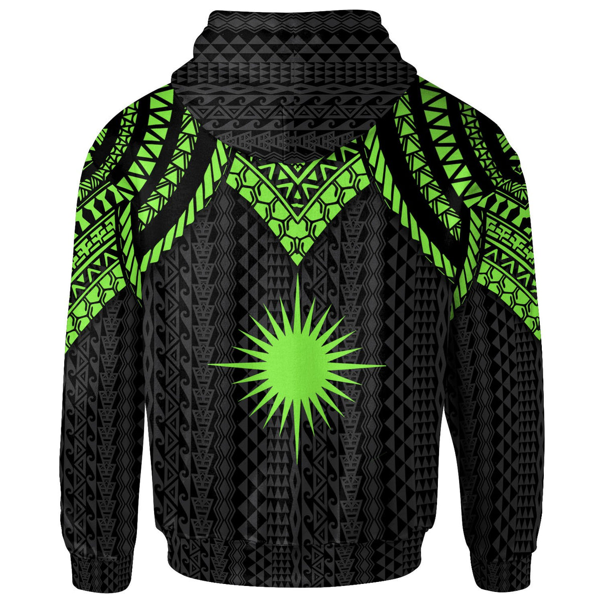 Marshall Islands Hoodie Polynesian Armor Style Green - Polynesian Pride