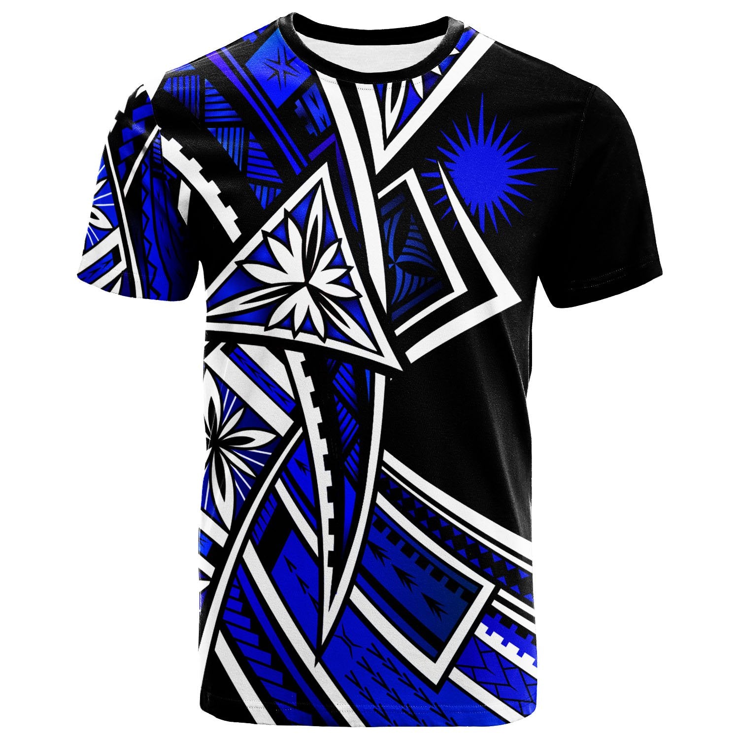 Marshall IslandsT Shirt Tribal Flower Special Pattern Blue Color Unisex Blue - Polynesian Pride