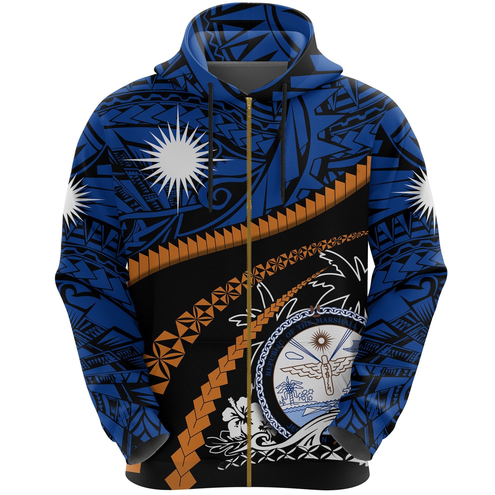 Marshall Islands Zip Hoodie Road To Hometown Unisex Blue - Polynesian Pride