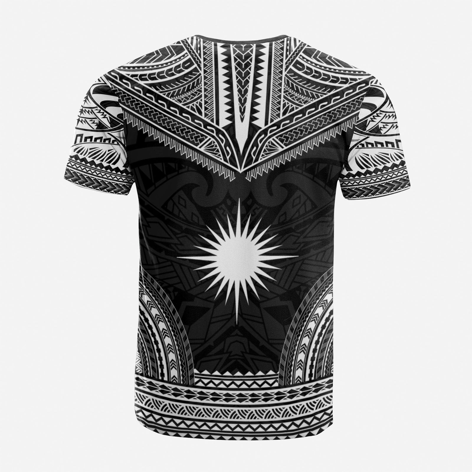 Marshall Islands Custom T Shirt Marshall Islands Flag Polynesian Chief Tattoo Black Version Unisex Black - Polynesian Pride