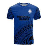 Marshall Islands All Over T Shirt Marshall Islands Seal Polynesian Tribal Blue Version Unisex Blue - Polynesian Pride