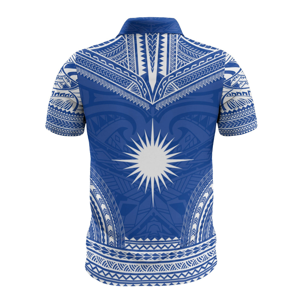 Marshall Islands Custom Polo Shirt Marshall Islands Flag Polynesian Chief Tattoo Blue Version - Polynesian Pride