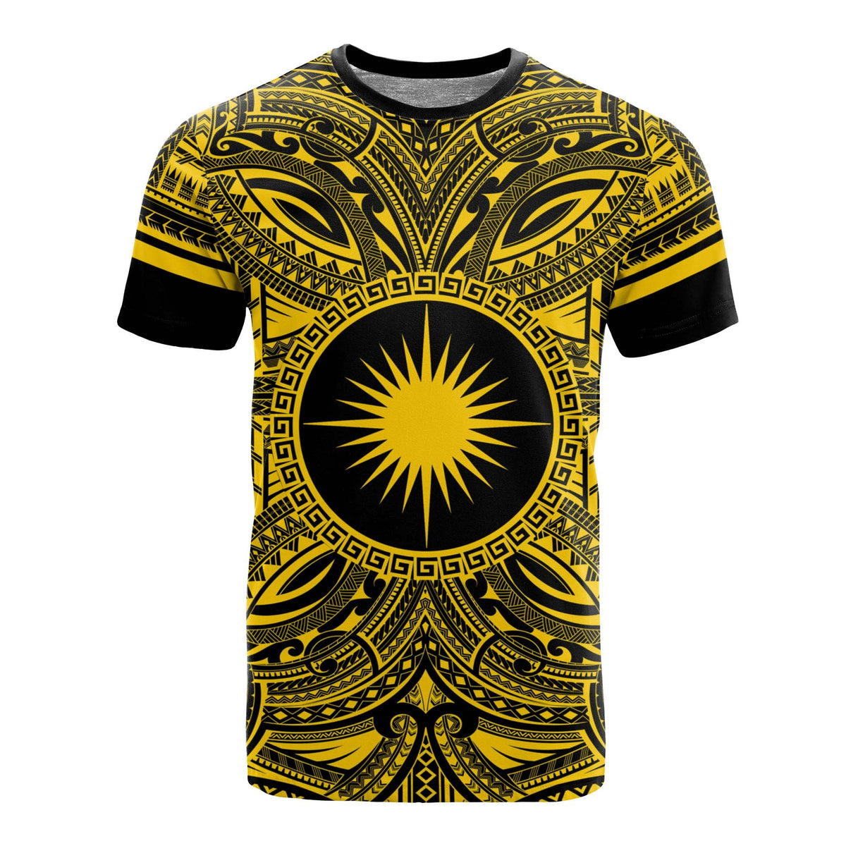 Marshall Islands All T Shirt Marshall Islands Coat Of Arms Polynesian Gold Black Unisex Gold - Polynesian Pride