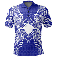 Marshall Islands Polo Shirt Marshall Islands Flag Map Polynesian Tattoo Blue Unisex Blue - Polynesian Pride