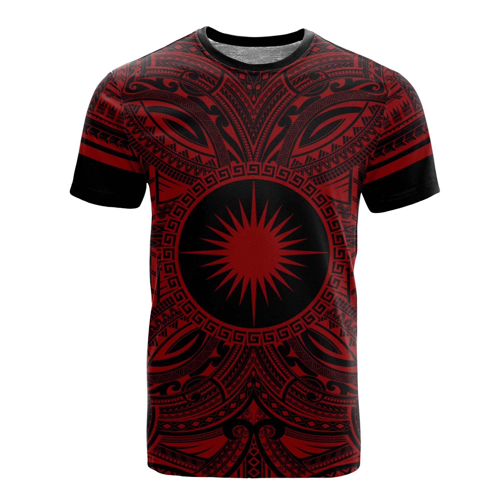 Marshall Islands All T Shirt Marshall Islands Coat Of Arms Polynesian Red Black Unisex Red - Polynesian Pride