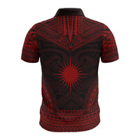 Marshall Islands Custom Polo Shirt Marshall Islands Flag Polynesian Chief Tattoo Red Version - Polynesian Pride