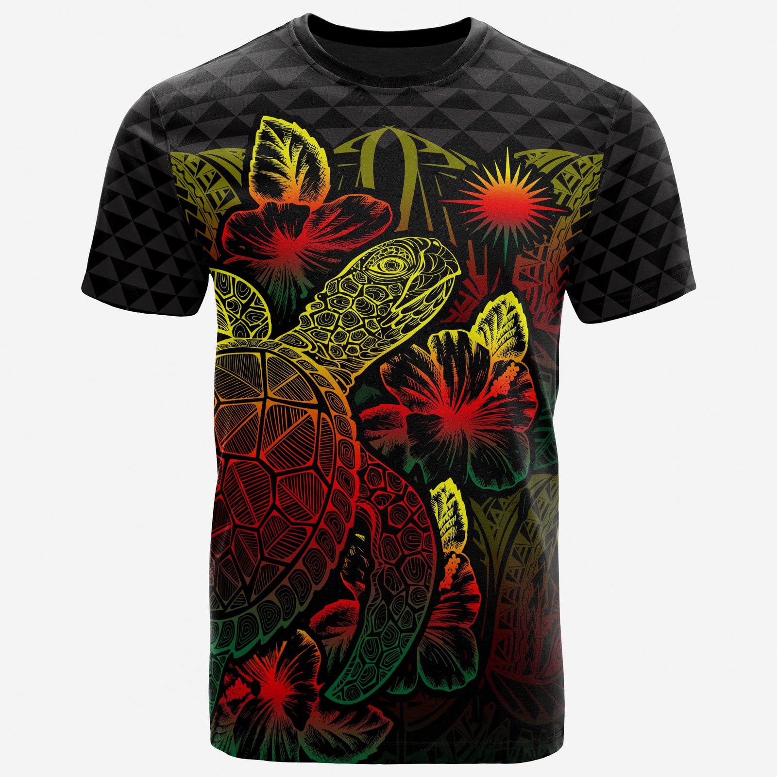 Marshall Islands T Shirt Marshall Islands FLag Turtle Hibiscus Reggae Unisex Reggae - Polynesian Pride