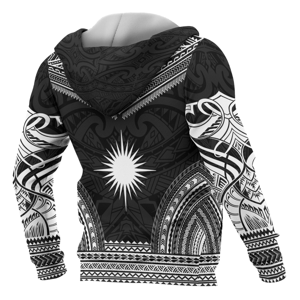 Marshall Islands Polynesian Chief Custom Hoodie Black Version - Polynesian Pride