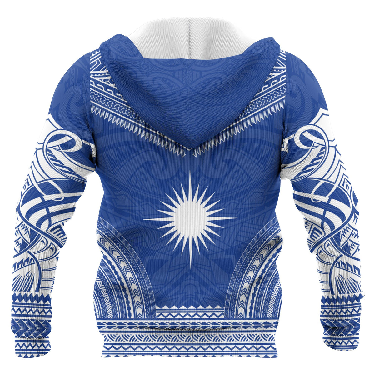 Marshall Islands Polynesian Chief Custom Zip up Hoodie Flag Version Unisex Blue - Polynesian Pride