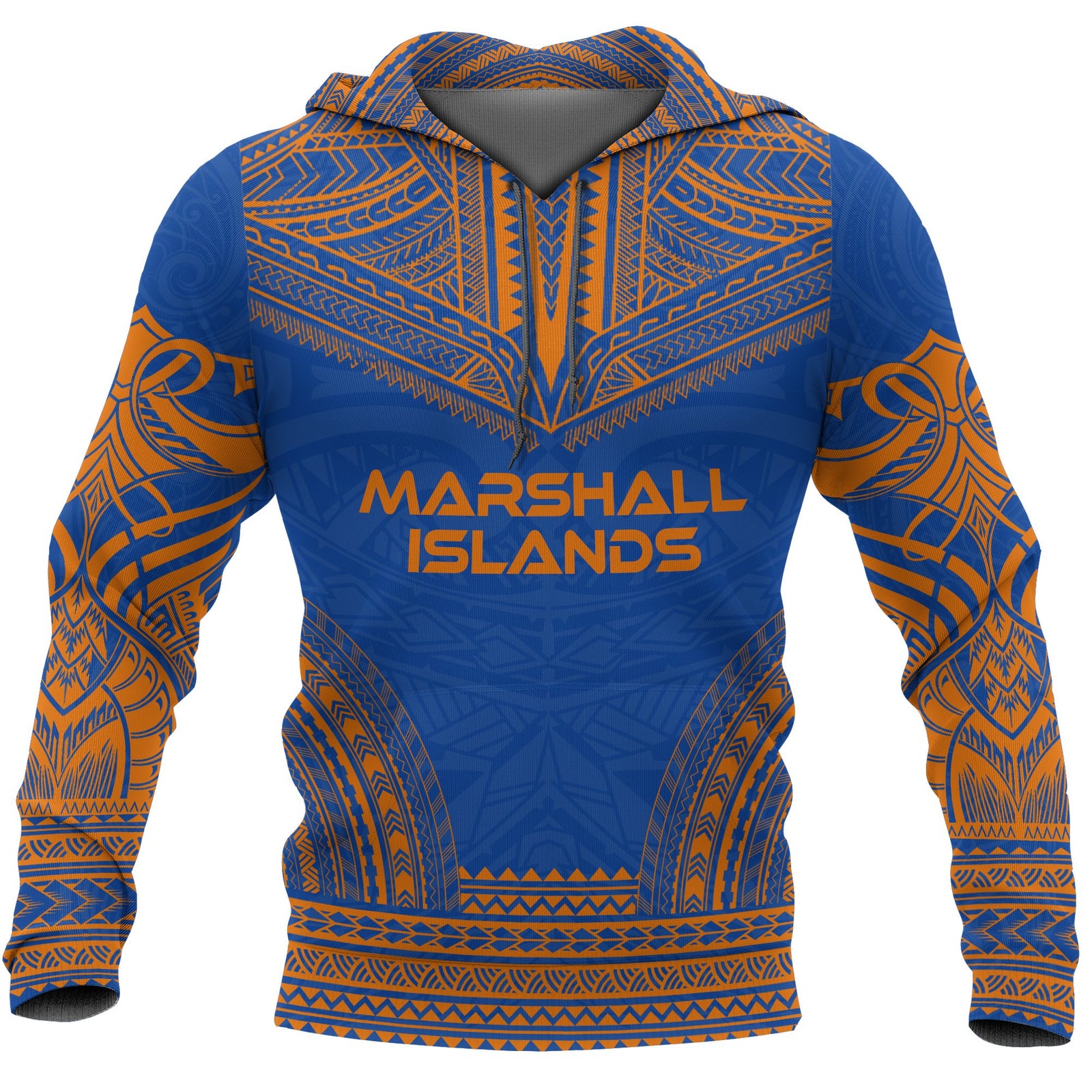 Marshall Islands Polynesian Chief Hoodie Unisex Blue - Polynesian Pride